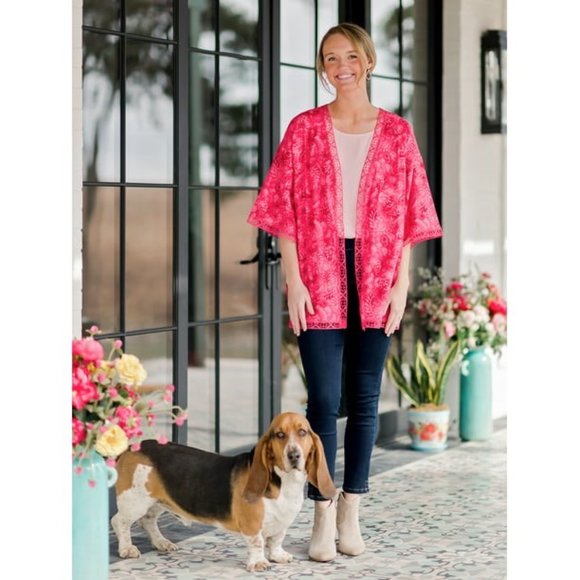 The Pioneer Woman Three Quarter Sleeve Duster Top with Crochet Trim NWT - Picture 1 of 5